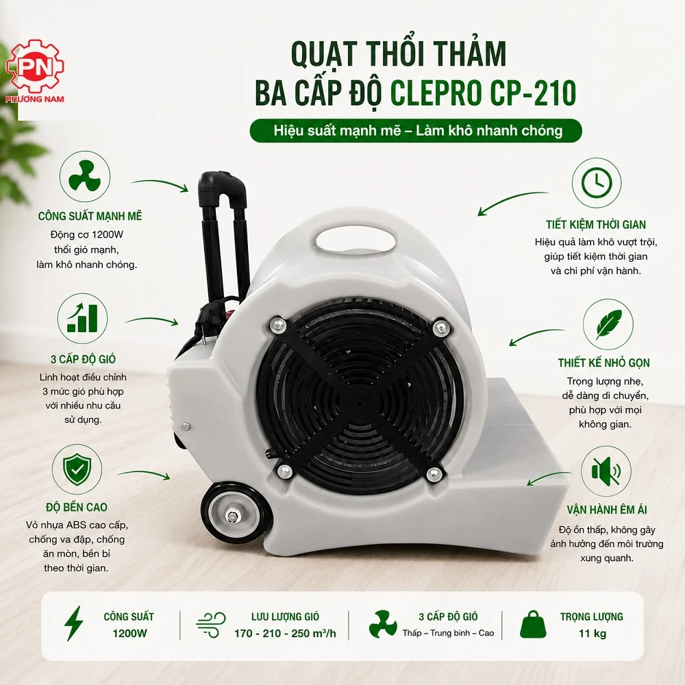 Ưu điểm nổi bật của Quạt thổi thảm Clepro CP-210