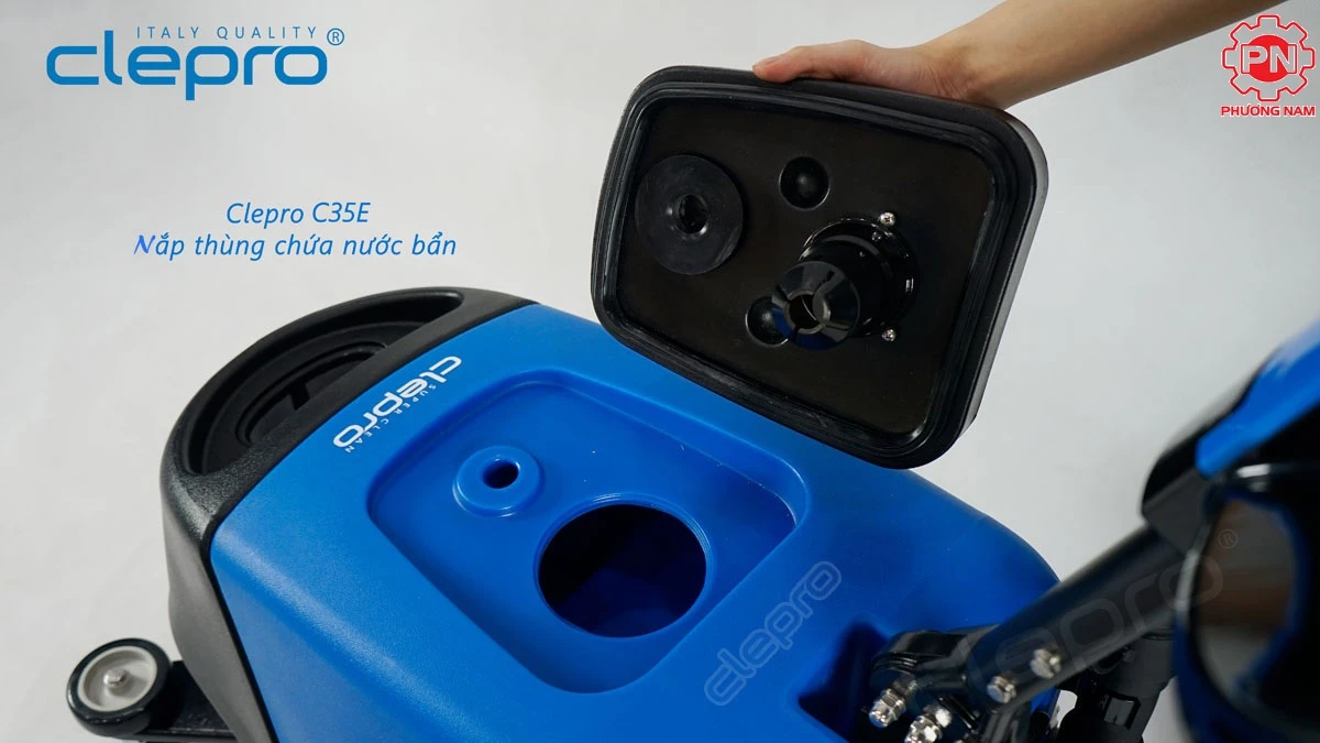 Mở lắp thùng chứa nước bẩn Máy chà sàn liên hợp Clepro C35E
