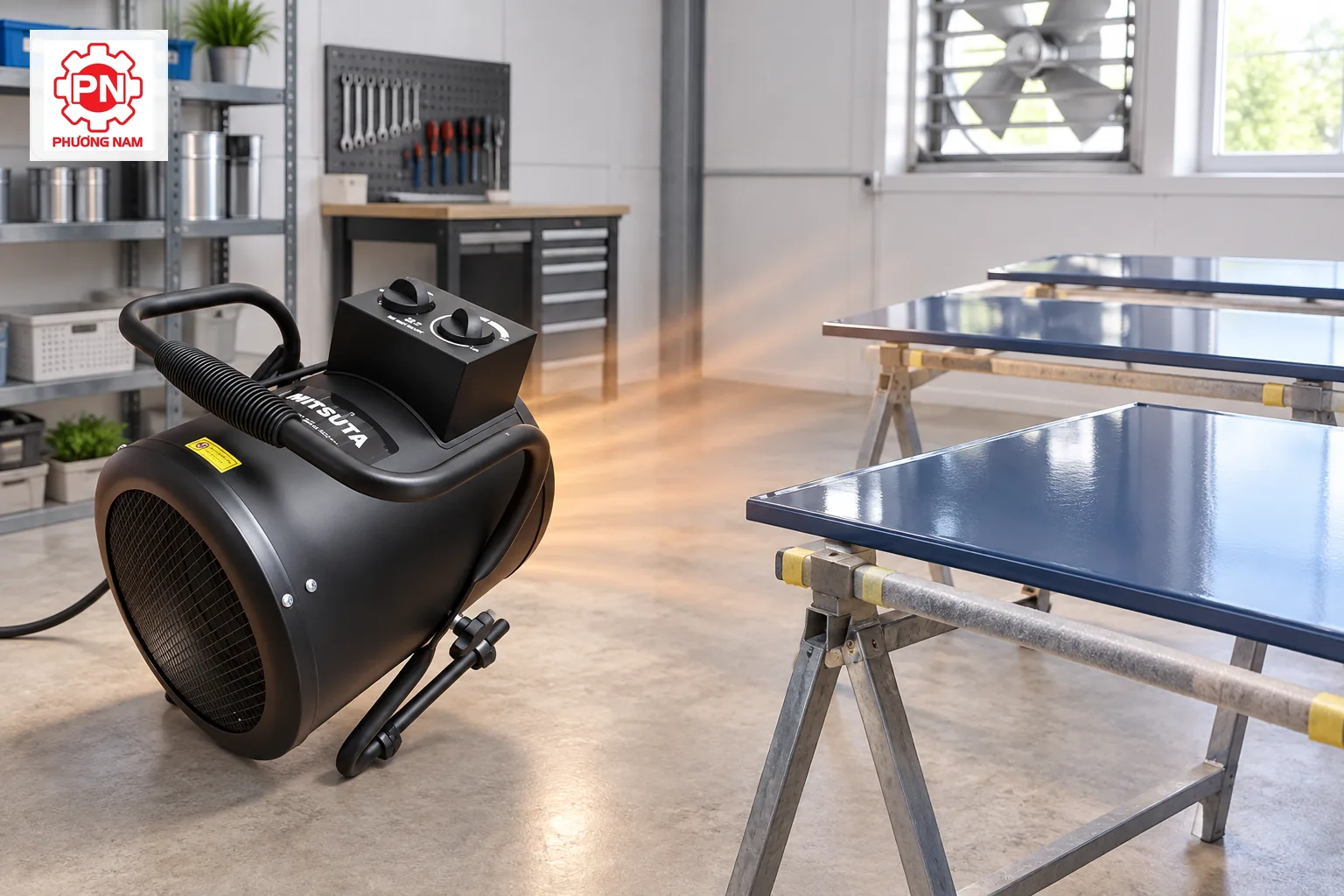 Máy sấy gió nóng mini hỗ trợ hong khô vật liệu trong xưởng