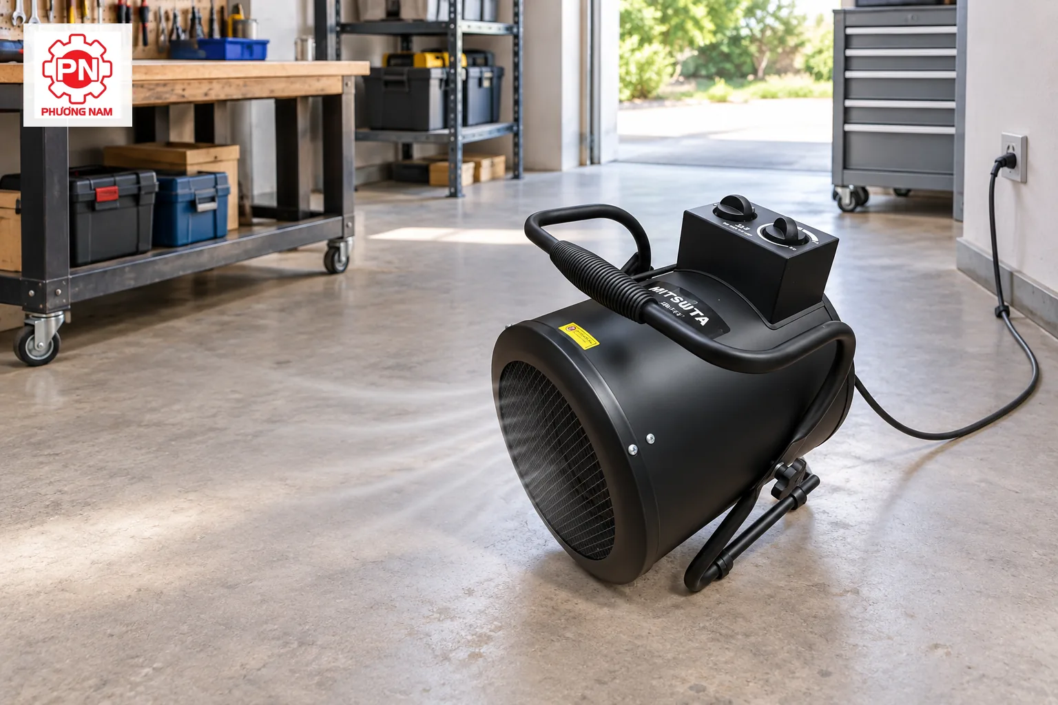 Bố trí quạt sấy gió nóng mini an toàn trong khu vực làm việc