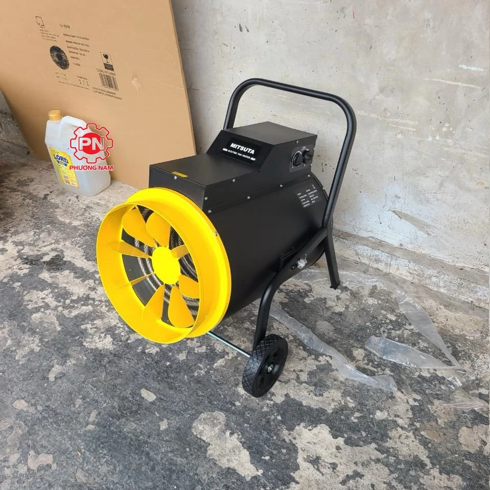 Quạt sấy gió nóng Mitsuta EC30 có bánh xe và tay đẩy di chuyển dễ dàng
