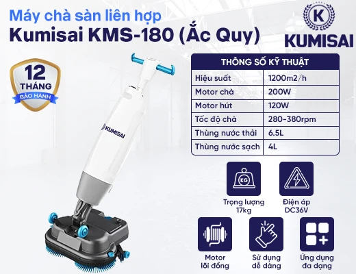 Máy chà sàn liên hợp mini Kumisai KMS-180 (Ắc Quy) - Ảnh 3