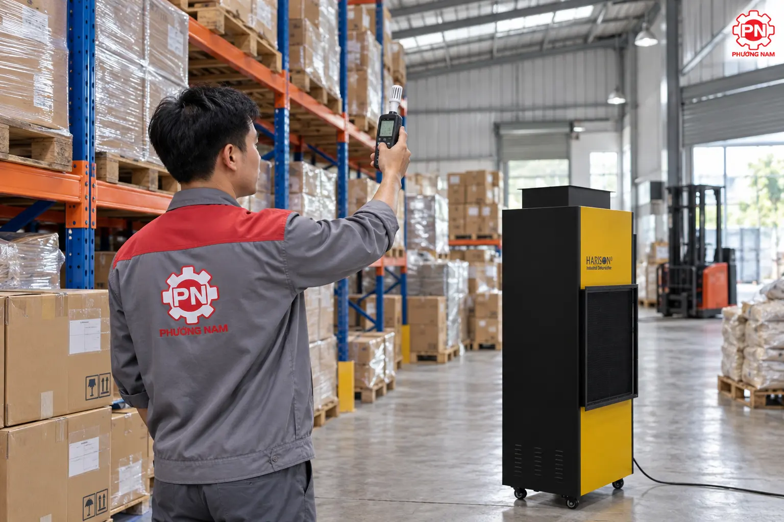 Đo độ ẩm thực tế tại nhiều vị trí trong kho hàng