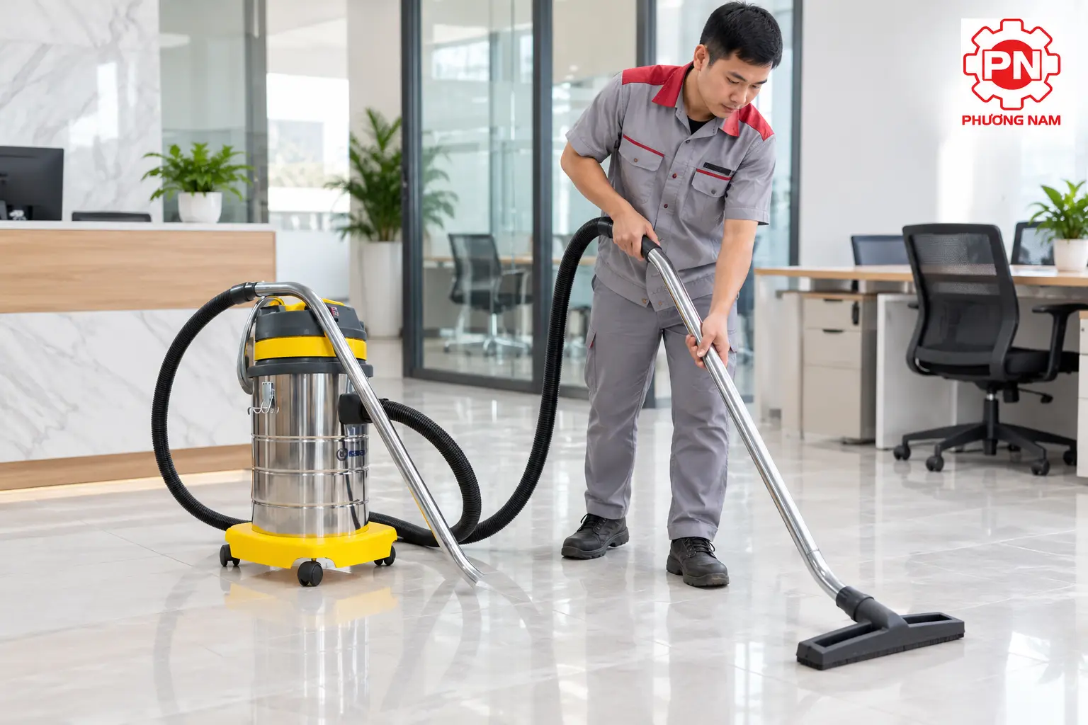 Máy hút bụi công nghiệp Kumisai KMS 35 vệ sinh sàn văn phòng