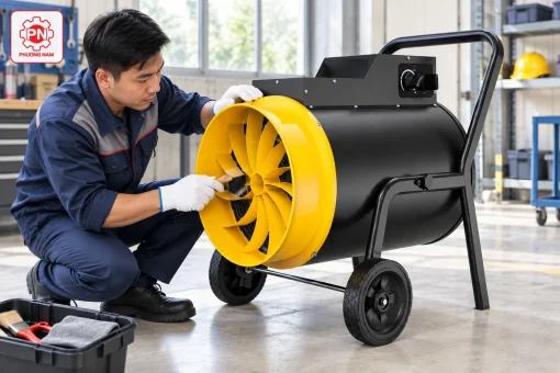Kỹ thuật viên bảo dưỡng quạt sấy gió nóng Mitsuta EC15