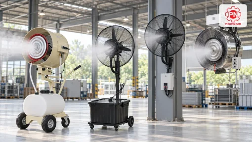 Các loại quạt phun sương công suất lớn cho nhà xưởng