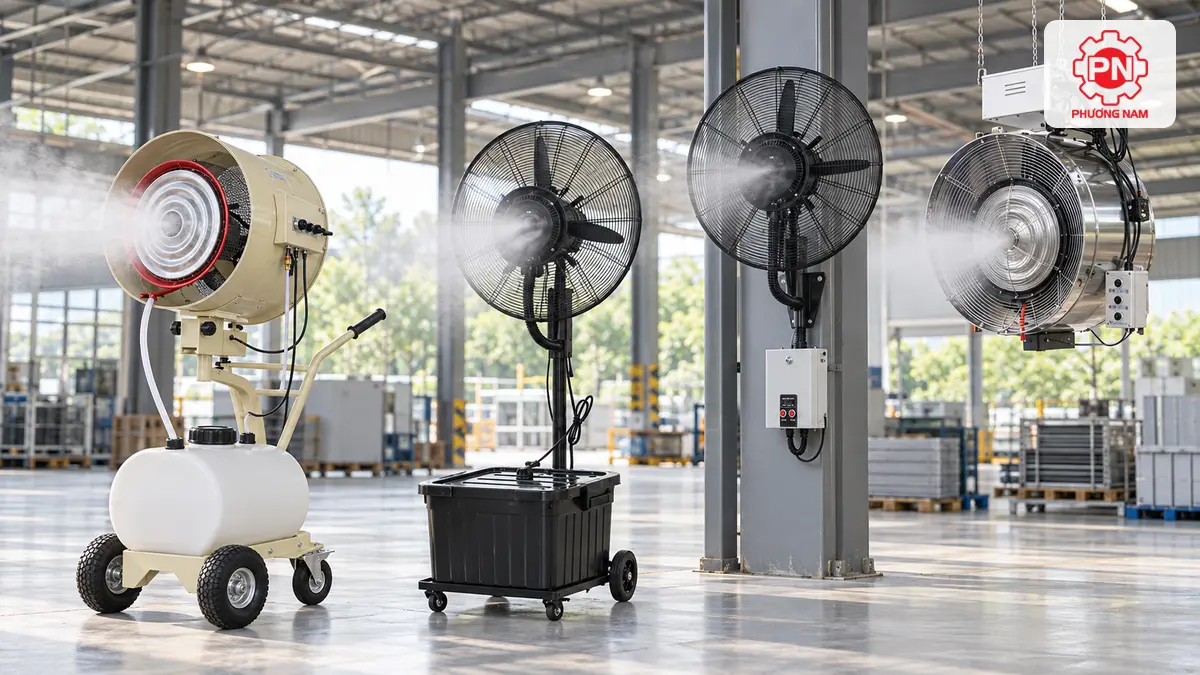 Các loại quạt phun sương công suất lớn cho nhà xưởng