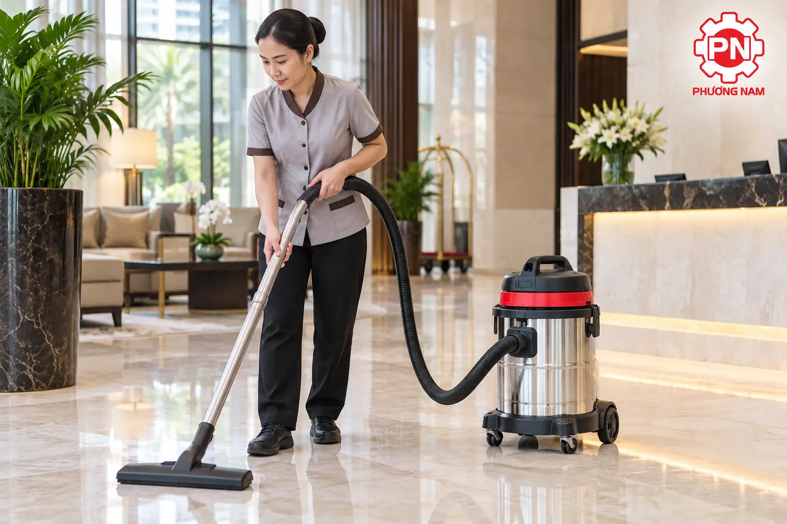 Máy hút bụi công nghiệp 1 motor vệ sinh sàn khách sạn