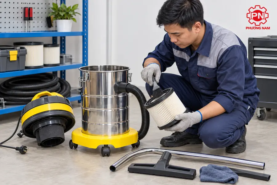 Vệ sinh bảo dưỡng máy hút bụi Kumisai sau khi sử dụng