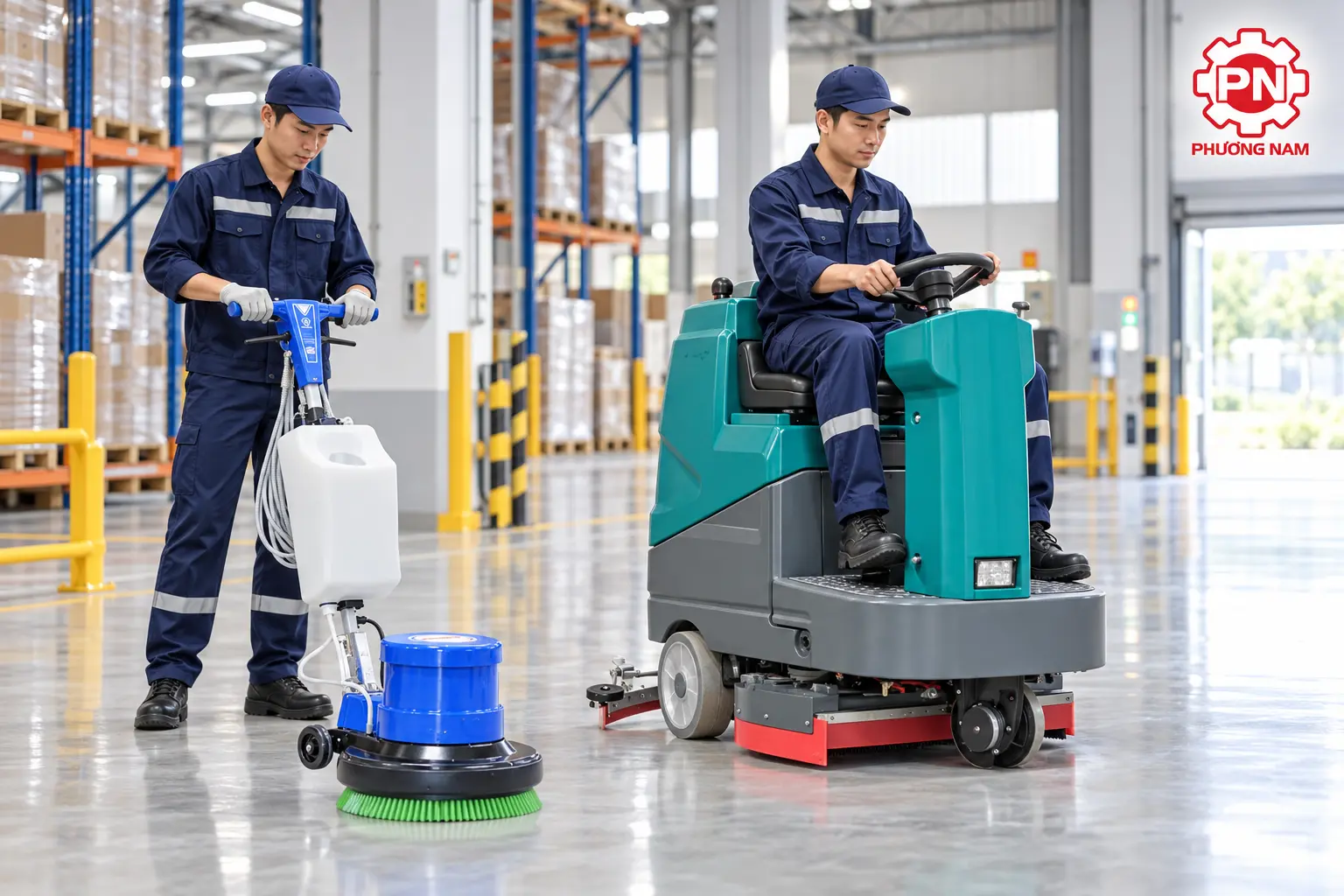 vận hành máy chà sàn công nghiệp