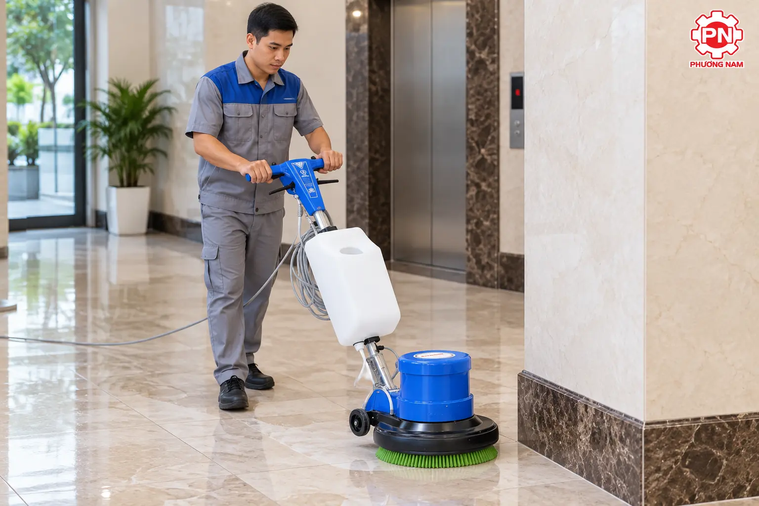 Máy chà sàn đơn Kumisai KMS 523 làm sạch khu vực nhỏ và nhiều góc
