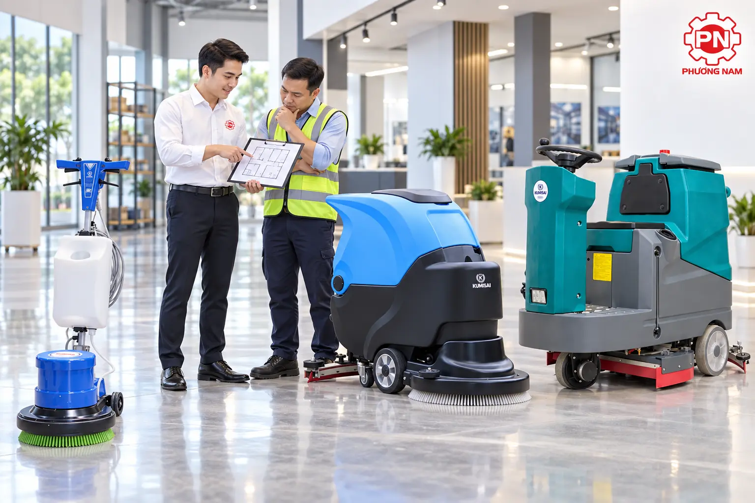 Tư vấn chọn máy chà sàn công nghiệp theo diện tích và mặt bằng