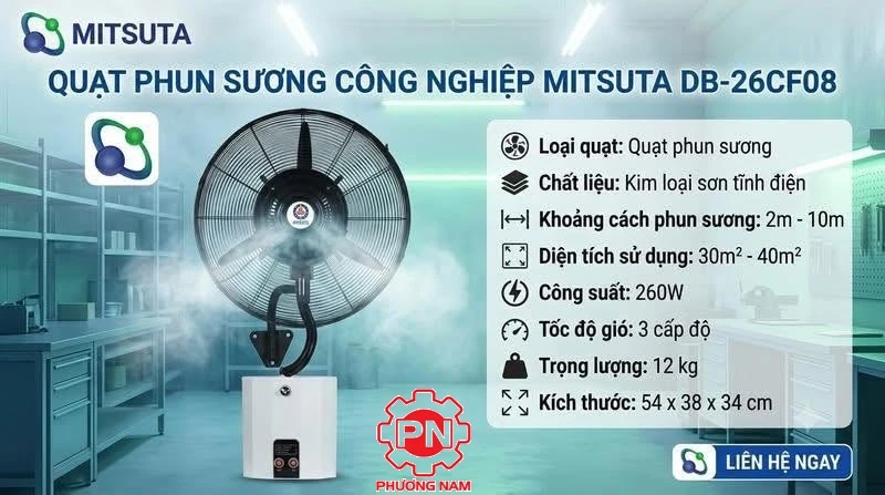 Review quạt phun sương treo tường Mitsuta DB-26CF08 – Làm mát nhanh, tiết kiệm điện, tiết kiệm diện tích