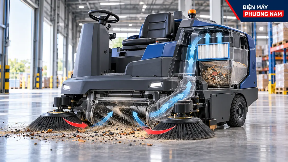 Cấu tạo và nguyên lý hoạt động của xe quét rác công nghiệp