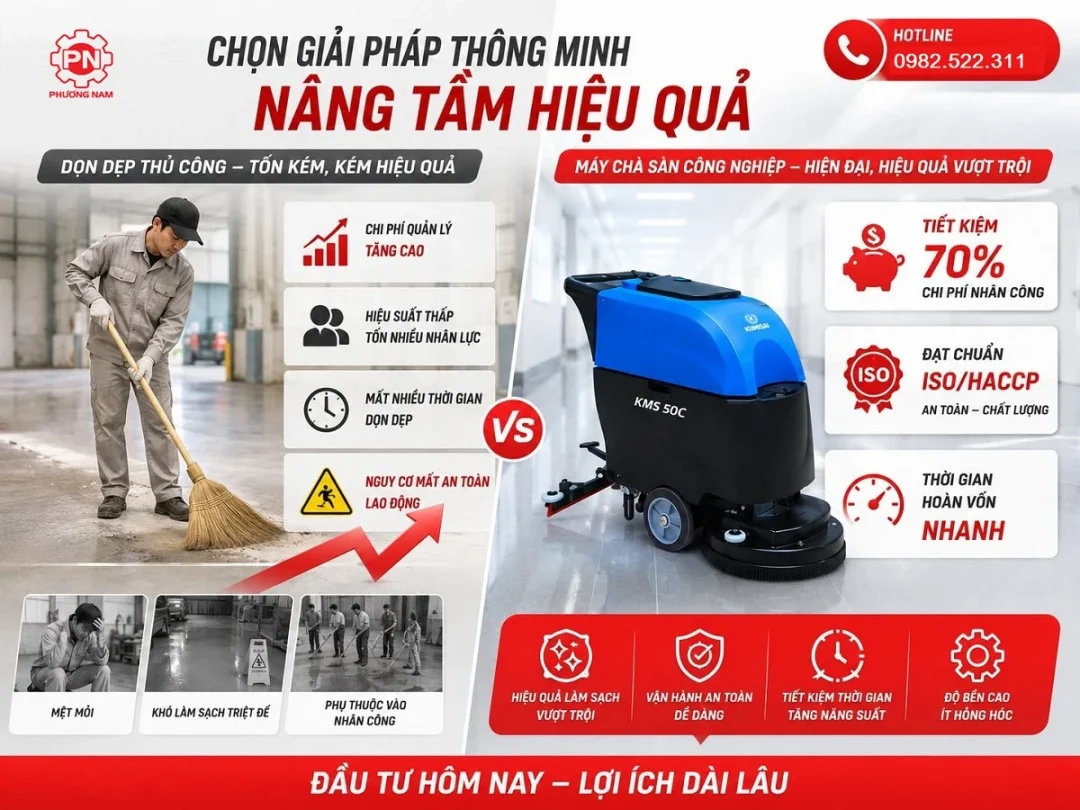 Từ thuê nhân công sang đầu tư thiết bị vệ sinh công nghiệp – Xu hướng tối ưu chi phí tất yếu của các nhà máy