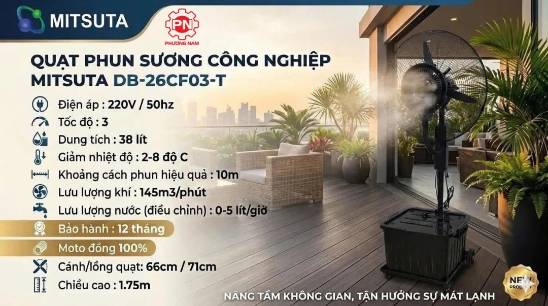 Quạt phun sương công nghiệp Mitsuta DB-26CF03-T
