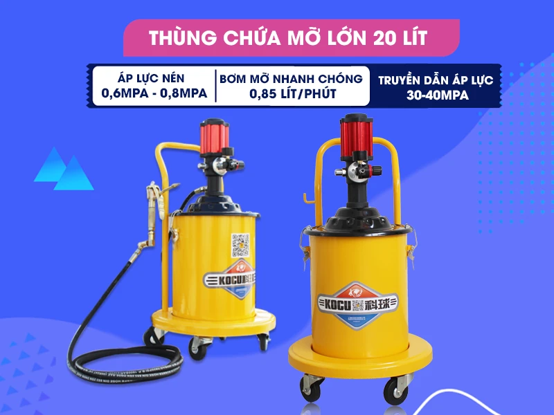 Máy bơm mỡ Kocu GZ-100 khí nén siêu khỏe