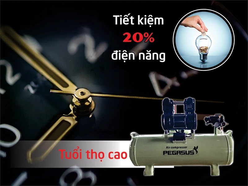máy nén khí không dầu Pegasus TM-OF1500-70L tiết kiệm chi phí