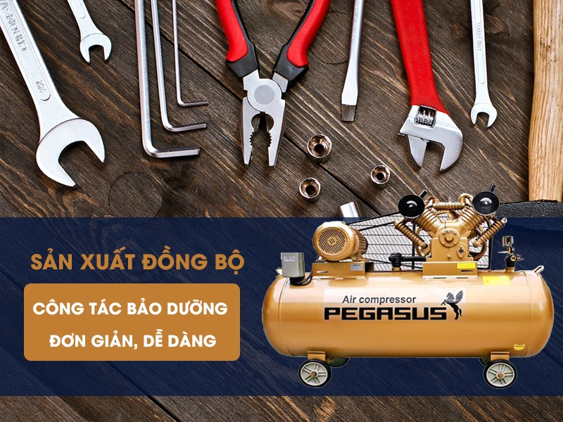 Máy nén khí Pegasus TM-V-0.25/8-120L dễ dàng di chuyển