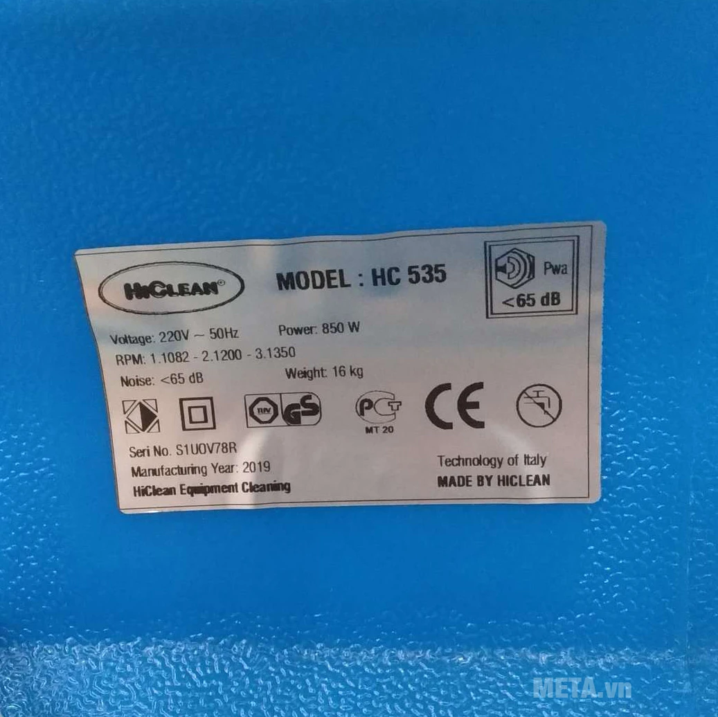 Tem Thông số của Quạt thổi thảm HiClean HC 535